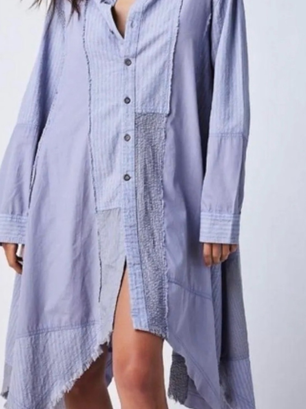 We The Free People Patching Exposed Seaming Button Front Remade Shirt Dress